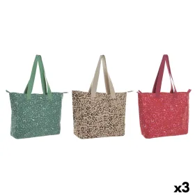 Sieviešu Rokassoma Home ESPRIT Brūns Zaļš Rozā 55 x 14 x 35 cm (3 gb.)